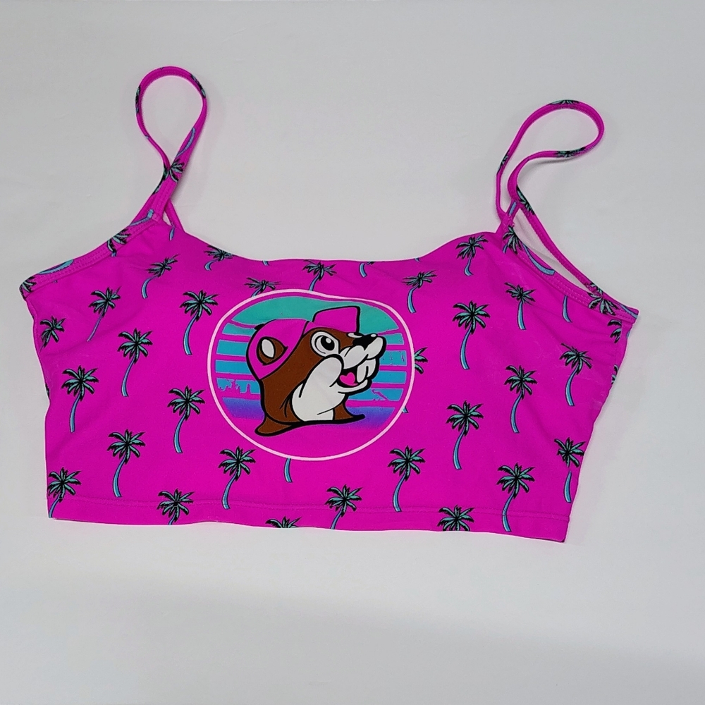 2 Piece BUC-EES Pink Bikini Top & Boxer Shorts Sz M.  Black Logo Boxers M NWOT